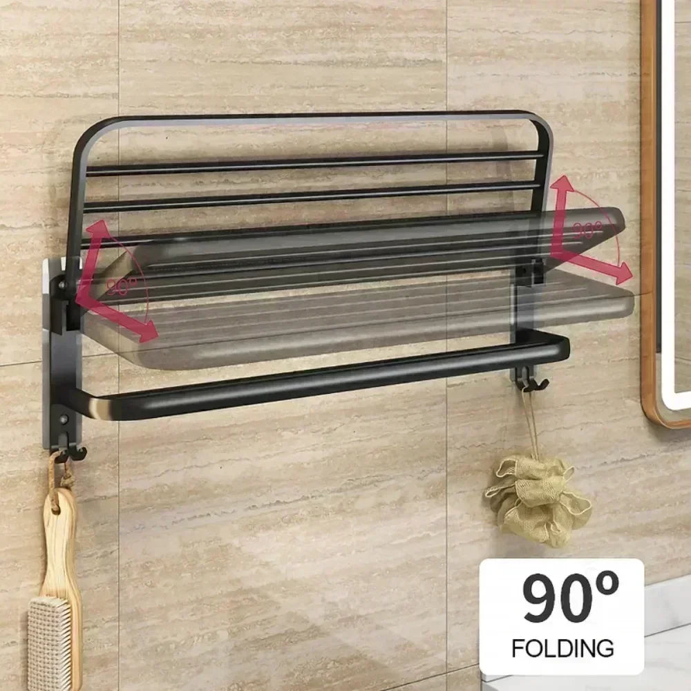 DURABLE WALL TOWEL RACK – MATTE BLACK STEEL FINISH