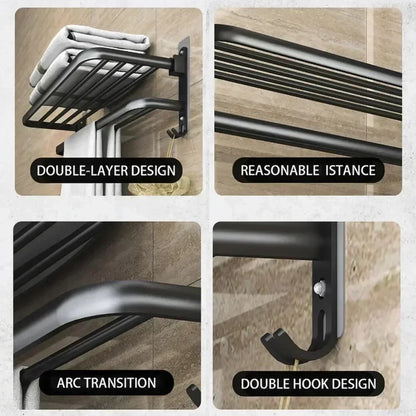 DURABLE WALL TOWEL RACK – MATTE BLACK STEEL FINISH