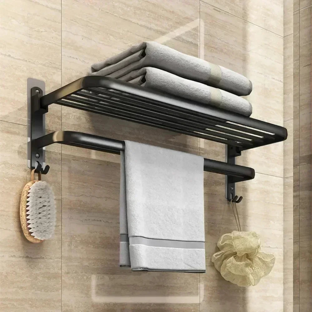 DURABLE WALL TOWEL RACK – MATTE BLACK STEEL FINISH