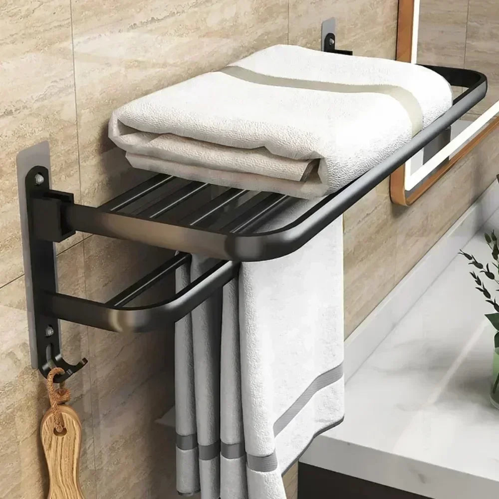 DURABLE WALL TOWEL RACK – MATTE BLACK STEEL FINISH