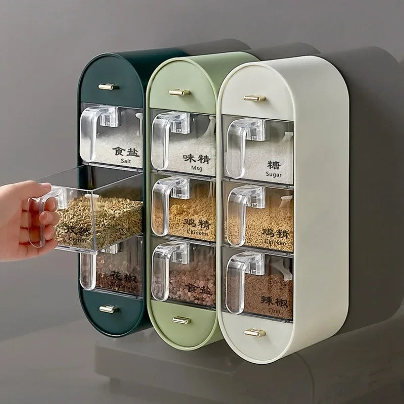 WALL HANGING SPICE ORGANIZER WITH REMOVABLE CUPS
