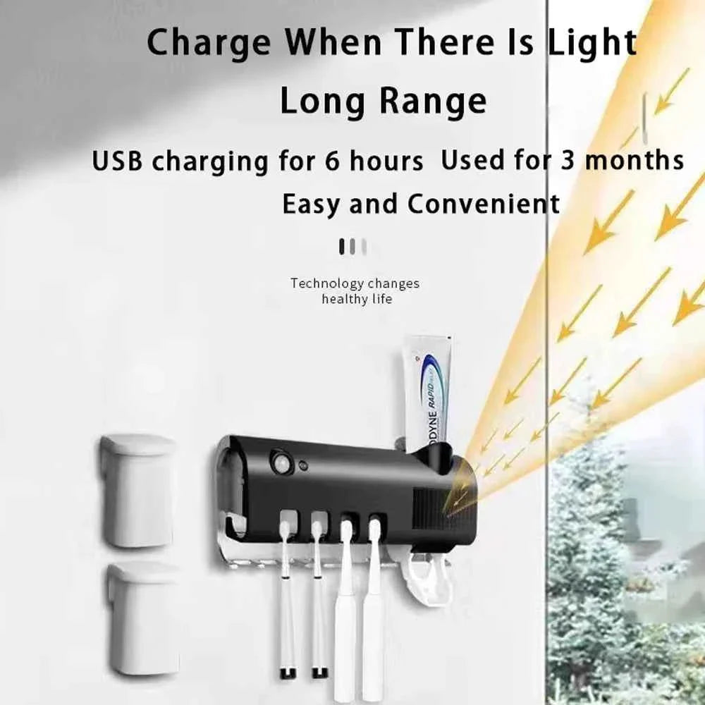 WALL-MOUNTED TOOTHBRUSH STAND WITH ORGANIZER FUNCTION