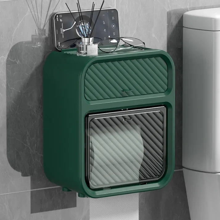 BATHROOM PAPER HOLDER WITH STORAGE COMPARTMENT