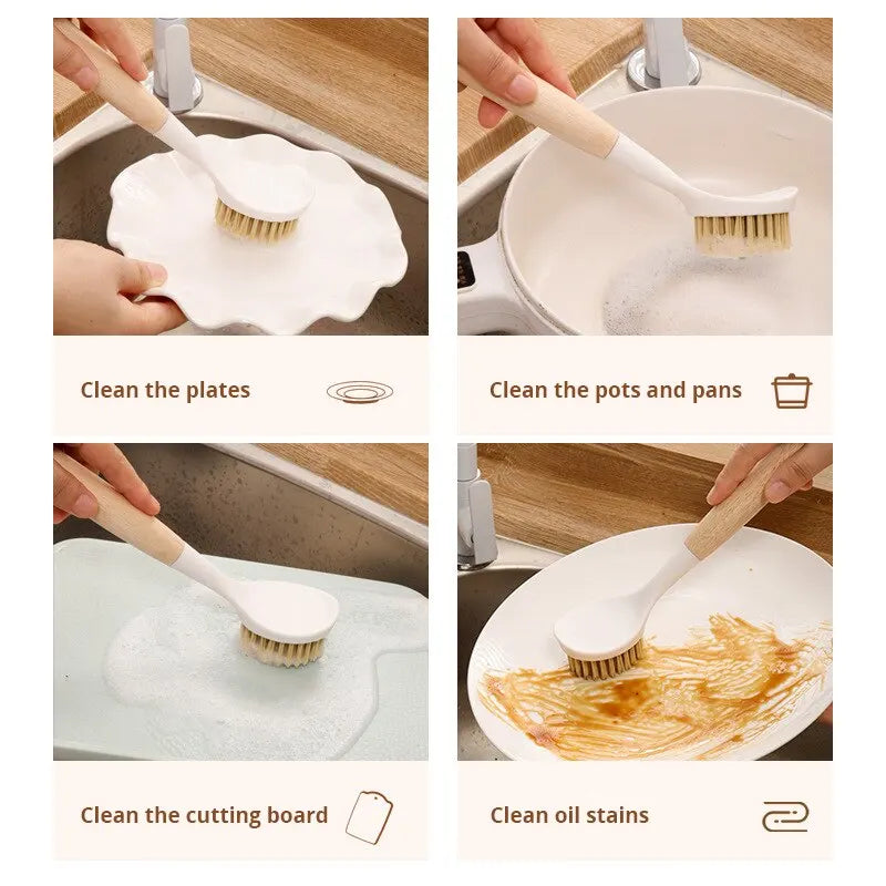 WOODEN HANDLE DISHWASHING BRUSH FOR CLEANING